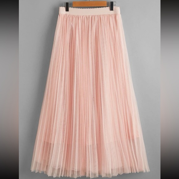 Boho khaki pleated mesh skirt - Picture 12 of 16